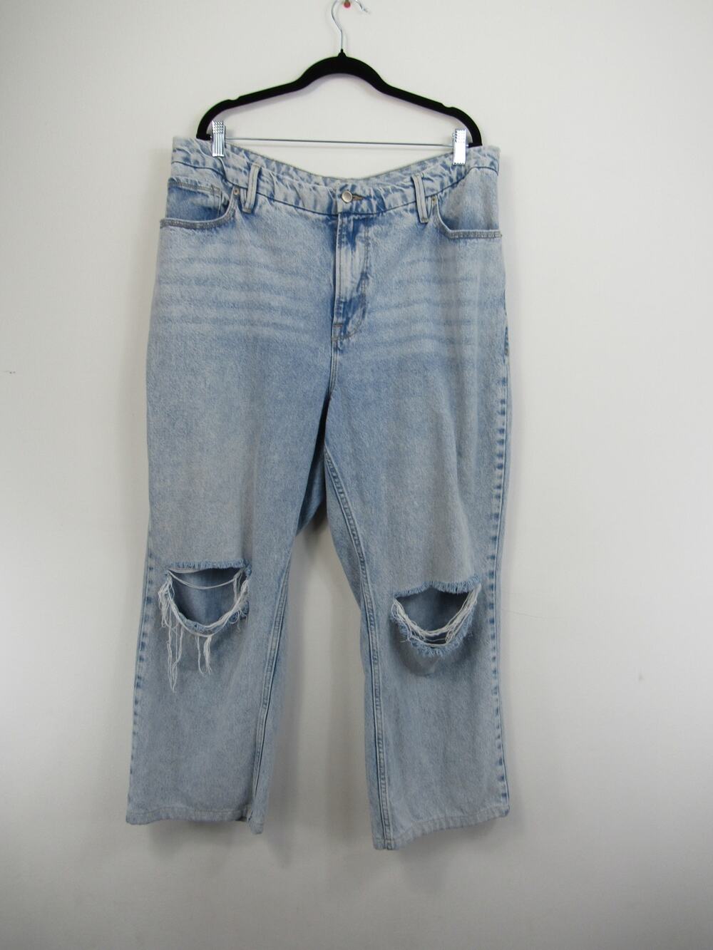 Good American Jeans 16/18 90s Relaxed Light Wash Distressed Jeans